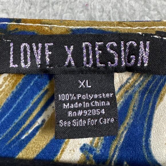 Love X Design Deep V-Neck Crop Top Balloon Sleeves Abstract Watercolor Size XL - Picture 8 of 9